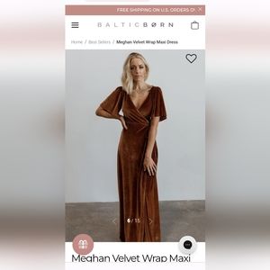 Baltic born Meghan wrap around velvet dress in spice